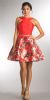 Solid Crop Top Short Floral Print Skirt Homecoming Dress in Red